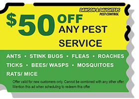 $50 off and pest service coupon Dawson & Daughters